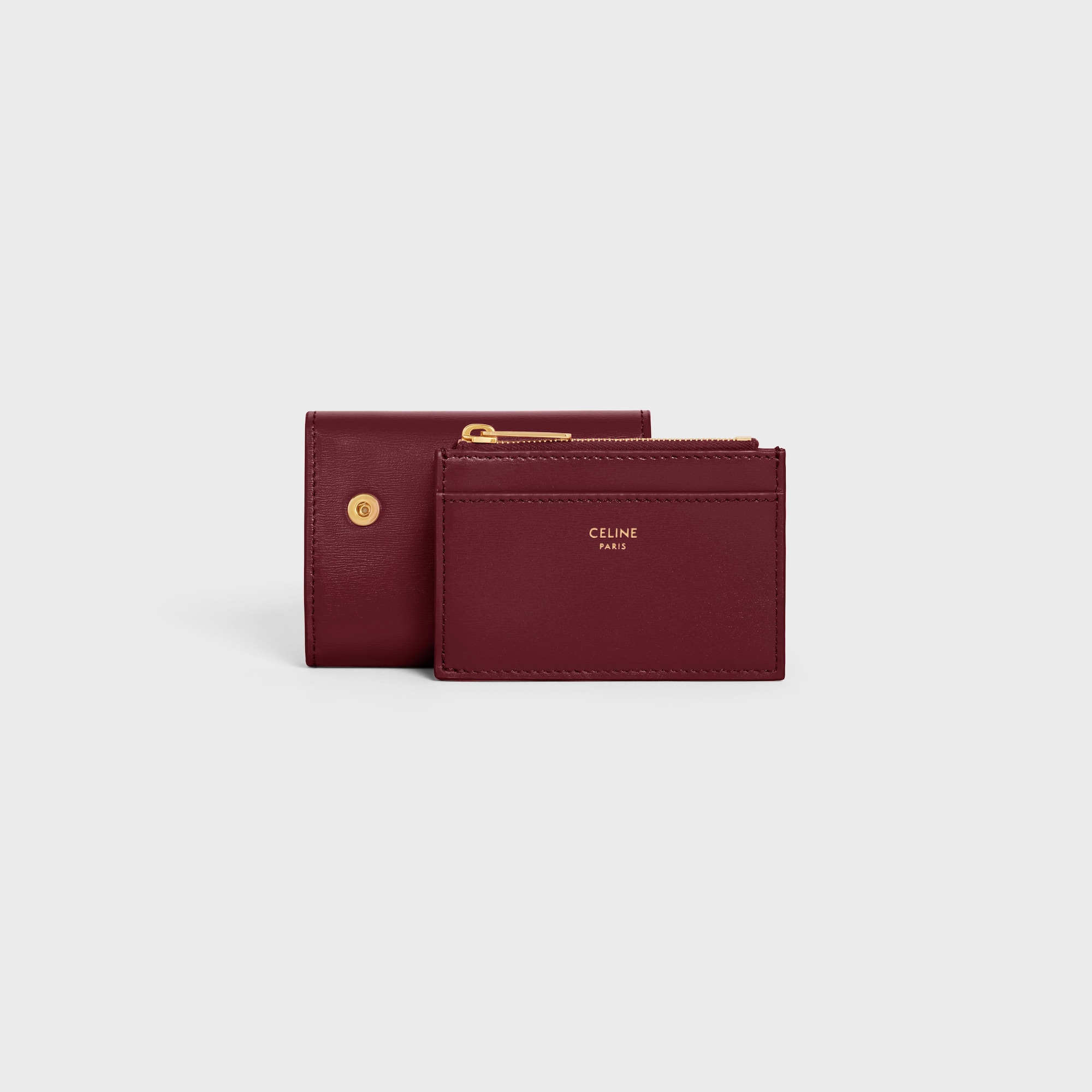 COMPACT WALLET WITH COIN TRIOMPHE IN SHINY CALFSKIN LIGHT BURGUNDY - Image 6